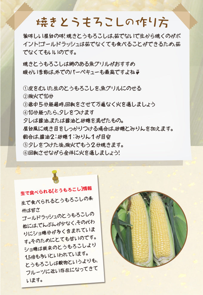 北海道の黄色いとうもろこし!ゴールドラッシュ(10本入)