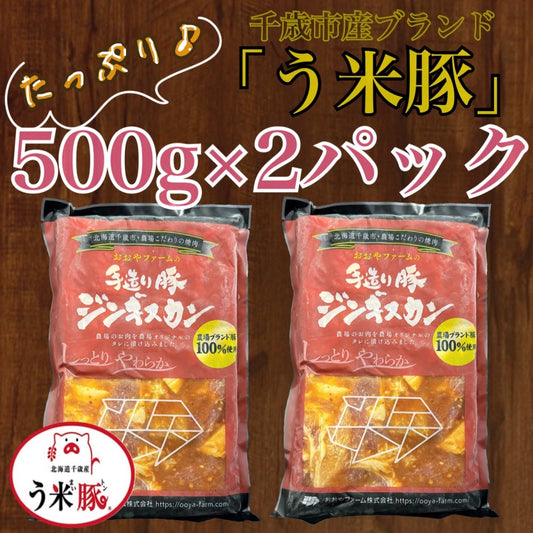 【5/31まで販売】う米豚ジンギスカン（500パック×2）